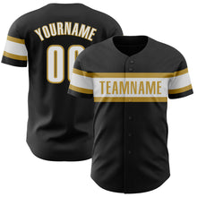 Загрузить изображение в средство просмотра галереи, Custom Black White-Old Gold Authentic Baseball Jersey
