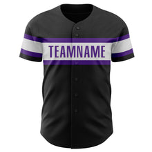 Загрузить изображение в средство просмотра галереи, Custom Black White-Purple Authentic Baseball Jersey
