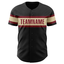 Загрузить изображение в средство просмотра галереи, Custom Black Crimson-Cream Authentic Baseball Jersey
