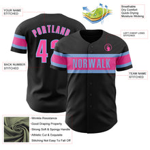 Загрузить изображение в средство просмотра галереи, Custom Black Pink-Light Blue Authentic Baseball Jersey
