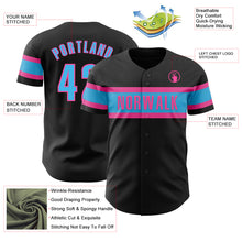 Загрузить изображение в средство просмотра галереи, Custom Black Sky Blue-Pink Authentic Baseball Jersey
