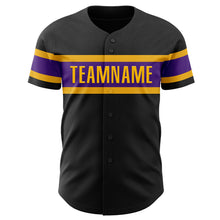 Загрузить изображение в средство просмотра галереи, Custom Black Purple-Gold Authentic Baseball Jersey
