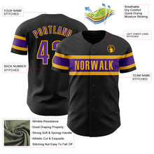 Загрузить изображение в средство просмотра галереи, Custom Black Purple-Gold Authentic Baseball Jersey
