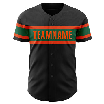 Custom Black Kelly Green-Orange Authentic Baseball Jersey