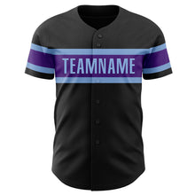 Загрузить изображение в средство просмотра галереи, Custom Black Purple-Light Blue Authentic Baseball Jersey
