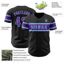 Загрузить изображение в средство просмотра галереи, Custom Black Purple-Light Blue Authentic Baseball Jersey
