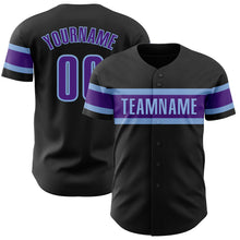 Загрузить изображение в средство просмотра галереи, Custom Black Purple-Light Blue Authentic Baseball Jersey
