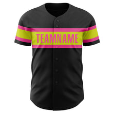 Загрузить изображение в средство просмотра галереи, Custom Black Neon Yellow-Pink Authentic Baseball Jersey
