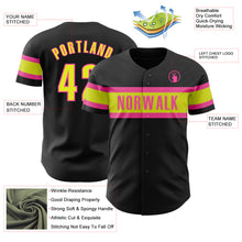 Загрузить изображение в средство просмотра галереи, Custom Black Neon Yellow-Pink Authentic Baseball Jersey
