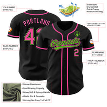 Load image into Gallery viewer, Custom Black Pink-Aurora Green Authentic Baseball Jersey
