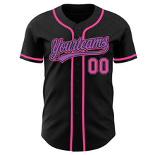 Загрузить изображение в средство просмотра галереи, Custom Black Pink-Medium Purple Authentic Baseball Jersey
