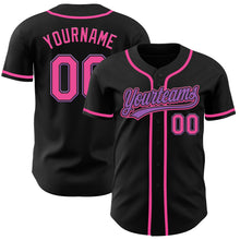 Загрузить изображение в средство просмотра галереи, Custom Black Pink-Medium Purple Authentic Baseball Jersey
