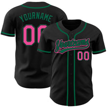 Загрузить изображение в средство просмотра галереи, Custom Black Pink-Kelly Green Authentic Baseball Jersey
