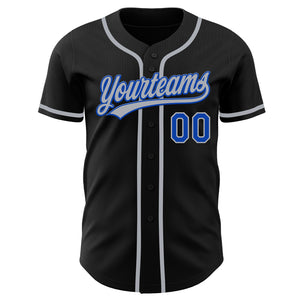 Custom Black Thunder Blue-Gray Authentic Baseball Jersey