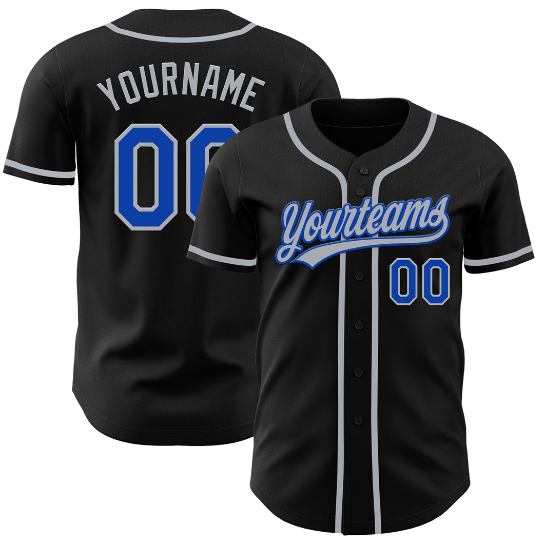 Custom Black Thunder Blue-Gray Authentic Baseball Jersey