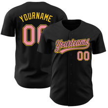 Charger l&#39;image dans la galerie, Custom Black Medium Pink-Yellow Authentic Baseball Jersey
