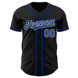 Custom Black Royal-White Authentic Baseball Jersey