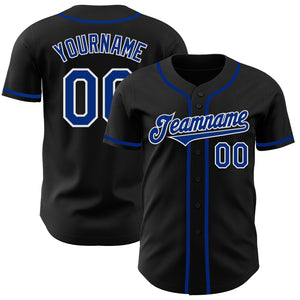 Custom Black Royal-White Authentic Baseball Jersey