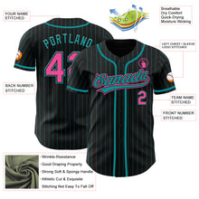 Charger l&#39;image dans la galerie, Custom Black Teal Pinstripe Pink Authentic Baseball Jersey
