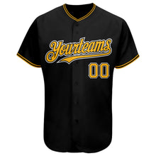 Charger l&#39;image dans la galerie, Custom Black Gold-White Authentic Baseball Jersey
