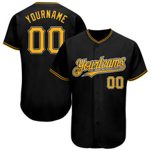 Charger l&#39;image dans la galerie, Custom Black Gold-White Authentic Baseball Jersey
