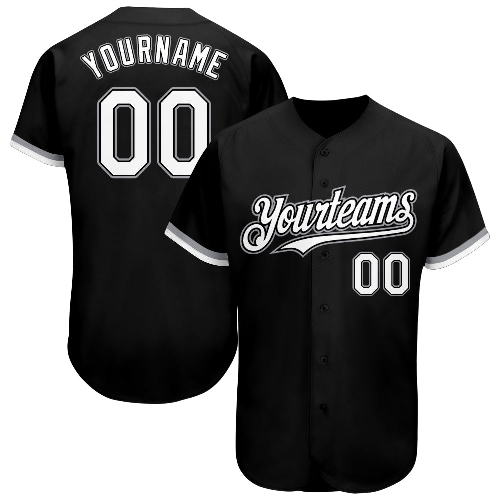 Custom Black White-Gray Authentic Baseball Jersey