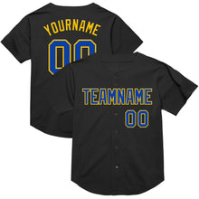 Charger l&#39;image dans la galerie, Custom Black Thunder Blue-Yellow Mesh Authentic Throwback Baseball Jersey
