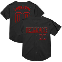 Charger l&#39;image dans la galerie, Custom Black Red Mesh Authentic Throwback Baseball Jersey
