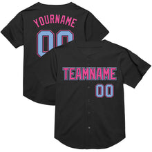 Charger l&#39;image dans la galerie, Custom Black Light Blue-Pink Mesh Authentic Throwback Baseball Jersey
