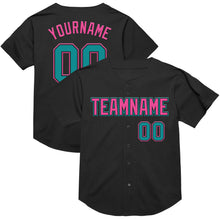 Charger l&#39;image dans la galerie, Custom Black Teal-Pink Mesh Authentic Throwback Baseball Jersey
