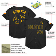 Charger l&#39;image dans la galerie, Custom Black Gold Mesh Authentic Throwback Baseball Jersey
