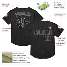 Charger l&#39;image dans la galerie, Custom Black Gray Mesh Authentic Throwback Baseball Jersey
