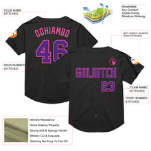 Charger l&#39;image dans la galerie, Custom Black Purple-Pink Mesh Authentic Throwback Baseball Jersey
