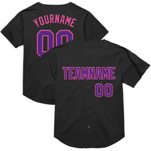 Charger l&#39;image dans la galerie, Custom Black Purple-Pink Mesh Authentic Throwback Baseball Jersey
