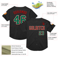 Charger l&#39;image dans la galerie, Custom Black Kelly Green-Red Mesh Authentic Throwback Baseball Jersey
