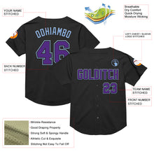 Charger l&#39;image dans la galerie, Custom Black Purple-Light Blue Mesh Authentic Throwback Baseball Jersey
