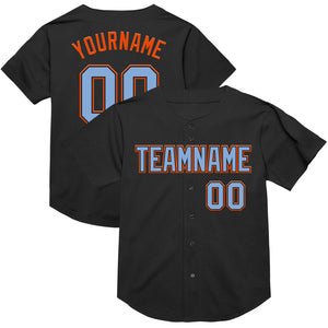 Custom Black Light Blue-Orange Mesh Authentic Throwback Baseball Jersey