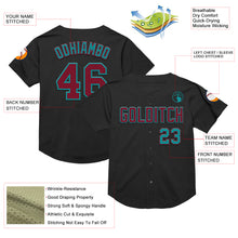 Charger l&#39;image dans la galerie, Custom Black Crimson-Teal Mesh Authentic Throwback Baseball Jersey
