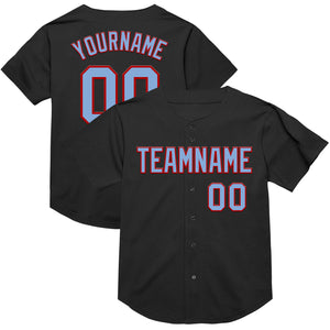 Custom Black Light Blue-Red Mesh Authentic Throwback Baseball Jersey