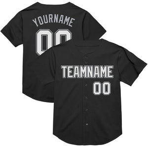 Custom Black White-Gray Mesh Authentic Throwback Baseball Jersey