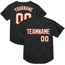 Charger l&#39;image dans la galerie, Custom Black White-Orange Mesh Authentic Throwback Baseball Jersey
