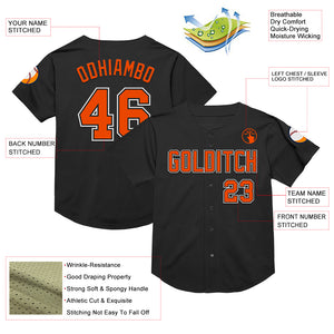 Custom Black Orange-White Mesh Authentic Throwback Baseball Jersey