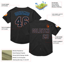 Charger l&#39;image dans la galerie, Custom Black Electric Blue-Orange Mesh Authentic Throwback Baseball Jersey
