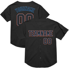 Charger l&#39;image dans la galerie, Custom Black Electric Blue-Orange Mesh Authentic Throwback Baseball Jersey
