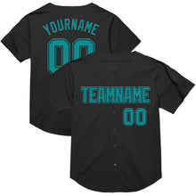 Charger l&#39;image dans la galerie, Custom Black Teal Mesh Authentic Throwback Baseball Jersey
