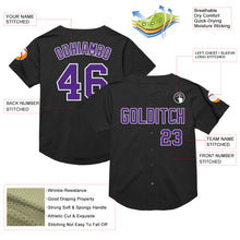 Charger l&#39;image dans la galerie, Custom Black Purple-White Mesh Authentic Throwback Baseball Jersey
