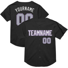 Charger l&#39;image dans la galerie, Custom Black Gray-Purple Mesh Authentic Throwback Baseball Jersey
