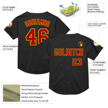 Charger l&#39;image dans la galerie, Custom Black Red-Gold Mesh Authentic Throwback Baseball Jersey
