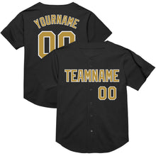 Charger l&#39;image dans la galerie, Custom Black Old Gold-White Mesh Authentic Throwback Baseball Jersey
