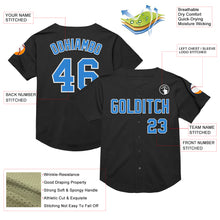 Charger l&#39;image dans la galerie, Custom Black Electric Blue-White Mesh Authentic Throwback Baseball Jersey
